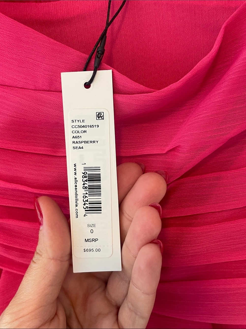 Alice + Olivia Fuchsia Ruffled High-Low V-Neck Dress - Picture 8 of 10